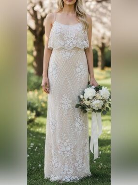 Adrianna Papell x BHLDN Arden Champagne Ivory Sequins Embellished Wedding Gown